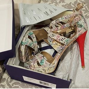 Stuart Weitzman Rainbow Python Platform Sandals 👠